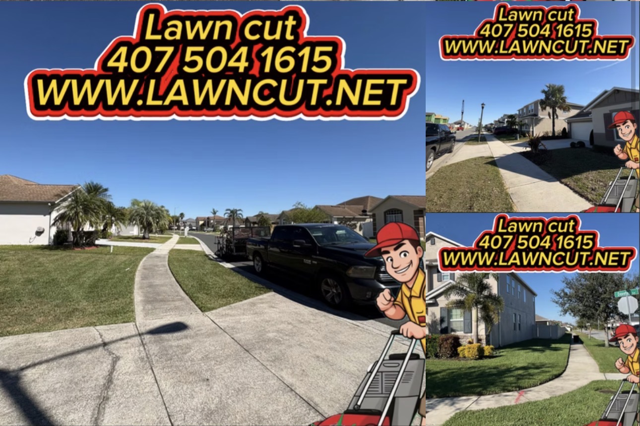 Lawn Cut mowed sidewalk and lawn beside a driveway in Central Florida