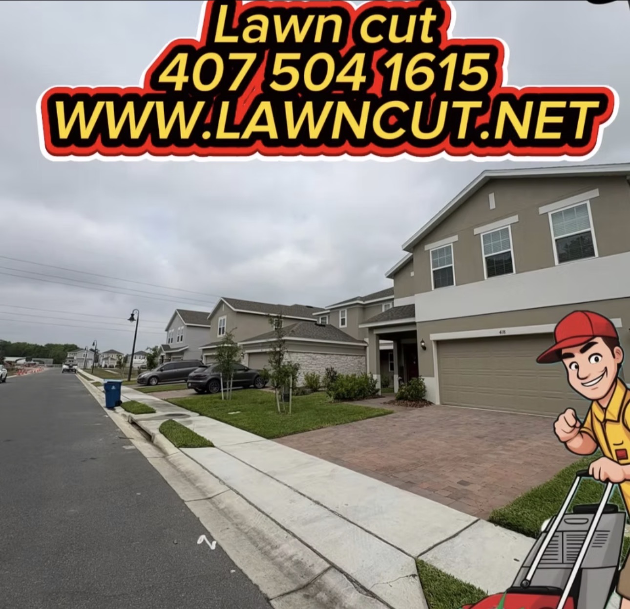 Lawn Cut mowed lawn along a neighborhood street in Central Florida